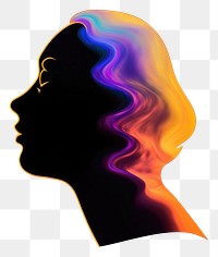 PNG  A woman head silhouette purple black background backlighting.