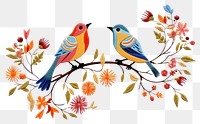 PNG 2 bird in embroidery style animal togetherness creativity.