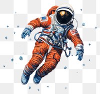 PNG Astronaut floating in the space in embroidery style futuristic astronomy clothing.