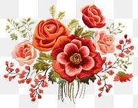 PNG Bouquet in embroidery style needlework textile pattern
