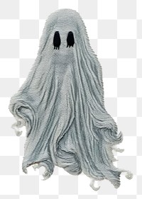 PNG Ghost in embroidery style textile drawing sketch.
