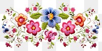 PNG Flower frame in embroidery style pattern textile art.