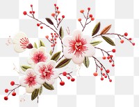 PNG Japanese flowre in embroidery style needlework pattern flower.