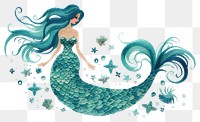 PNG Mermaid in embroidery style pattern drawing sketch.