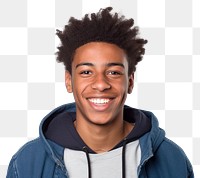 PNG Portrait teenager of a handsome black man smiling portrait smile photo.
