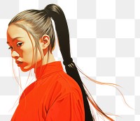 PNG Art painting an illustration of asian women holding spider portrait ponytail yellow. AI generated Image by rawpixel.