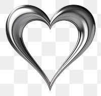 PNG Heart silver shiny monochrome