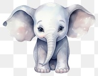PNG  Watercolor baby elephant wildlife animal mammal.