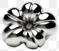 PNG Tube flower Chrome material silver shiny white background.
