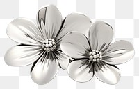 PNG Cute flowers Chrome material jewelry brooch silver.