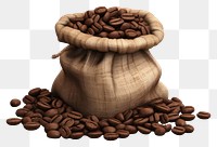 PNG Coffee beans in a small sack food bag white background.