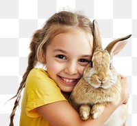 PNG A farm girl hugging a rabbit portrait animal mammal.
