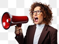 PNG  Megaphone shouting adult white background.