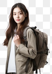 PNG A Korean female college student with backpack jacket photo coat.