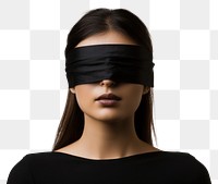 PNG  Woman blindfolded adult black white background.