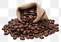 PNG Coffee beans in a small sack white background freshness abundance.