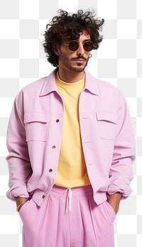 PNG  Men wear pastel fashionable portrait jacket adult.