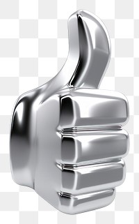 PNG Thumbs up Chrome material chrome silver white background.