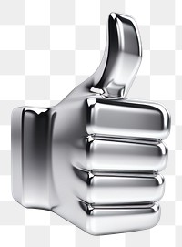 PNG Thumbs up Chrome material silver chrome white background.