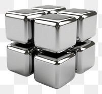 PNG Blockchain icon Chrome material silver block white background.