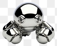 PNG Robot Chrome material silver toy white background.
