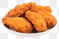 PNG Fried chicken plate food white background.