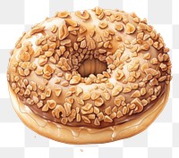 PNG  Donut with peanut crumble dessert bagel bread. AI generated Image by rawpixel.