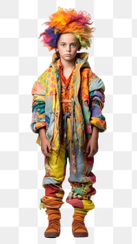 PNG Boy with colorful costume white background creativity portrait. AI generated Image by rawpixel.