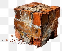 PNG Brick cube white background deterioration weathered. AI generated Image by rawpixel.
