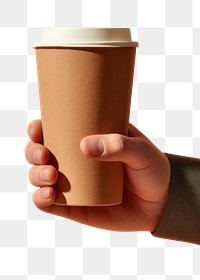PNG Hand with take away coffee cup holder mug refreshment disposable.
