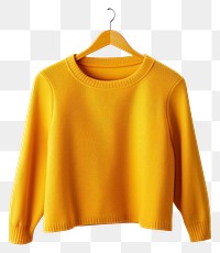 PNG Yellow color sweater shirt sweatshirt white background coathanger. AI generated Image by rawpixel.