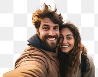 PNG  Couple traveler selfie laughing portrait. AI generated Image by rawpixel.