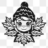 PNG Cute Elf character stencil representation creativity.