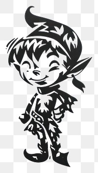 PNG Cute Elf character stencil white background representation.