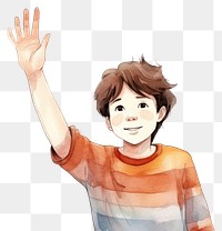 PNG Man raising hands up drawing sketch white background.