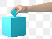 PNG Hand holding box vote technology turquoise origami.