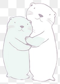 PNG Cute otters drawing cartoon mammal. AI generated Image by rawpixel.