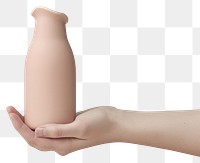PNG Hand holding color bottle pottery vase hand.