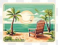 PNG Spring break postage stamp furniture chair beach.