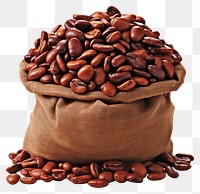 PNG Jute sack full of coffee beans food bag white background.