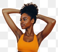 PNG  Stretch portrait adult woman. AI generated Image by rawpixel.