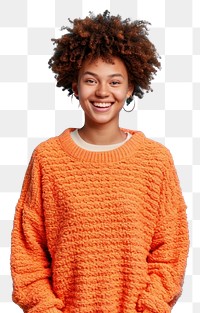 PNG  Young black woman laughing portrait sweater.