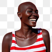 PNG  Young black woman portrait laughing smile.