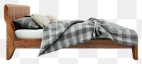 PNG Contemporary bed furniture blanket white background.