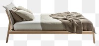 PNG Contemporary bed furniture blanket white background.