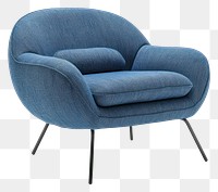 PNG Blue armchair vintage furniture white background comfortable.