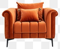 PNG Warm tone color armchair furniture cushion white background.