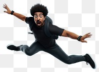 PNG  Black Man surprise jumping dancing.