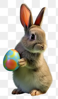 PNG  A little baby bunny holding an Easter egg in its tiny paws animal rodent mammal. AI generated Image by rawpixel.