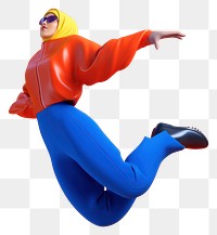 PNG  A young Muslim woman in a hijab jumping in joy cartoon adult red. 